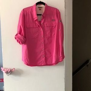 Eddie Bauer Women’s Pink Lightweight Button-Up Fishing Shirt